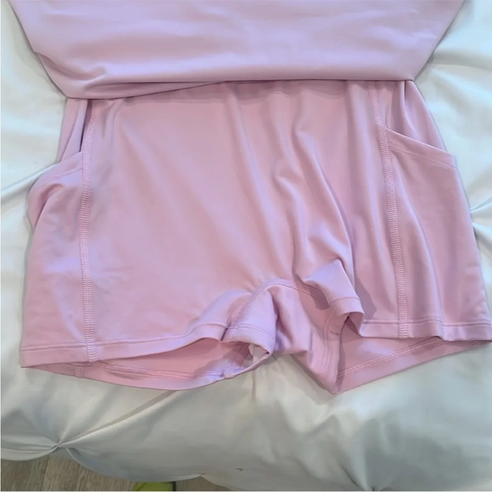 ALO Light Pink Activewear dress with built in shorts and bra. Soft and comfy! - Picture 5 of 11